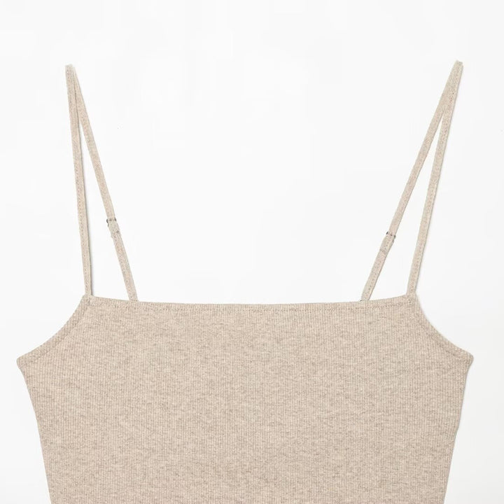 Dame Cropped Top med fine stropper og glitrende kant Skovae