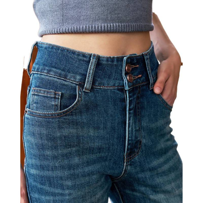 Dame Løst skårede jeans med høj talje og klassisk denim-look Skovae