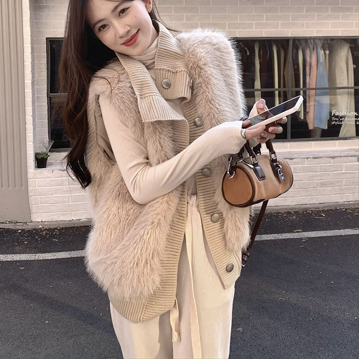 Femme Faux Fur Accentueret Lang Vest Stilla
