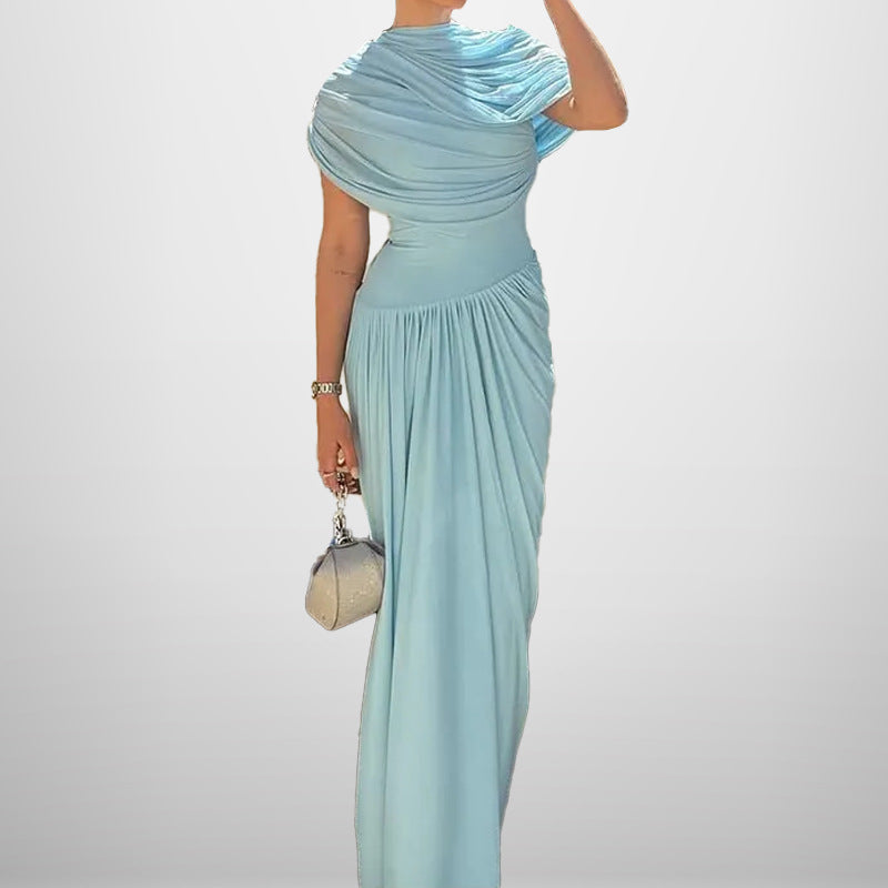 Dame Elegant Wrap Maxi Kjole med Finedraperede Detaljer Stilla