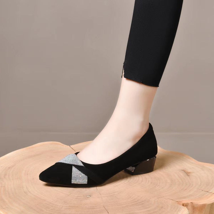 Dame elegante pumps med glitrende accenter og komfortabel blokhælhæl Stilla