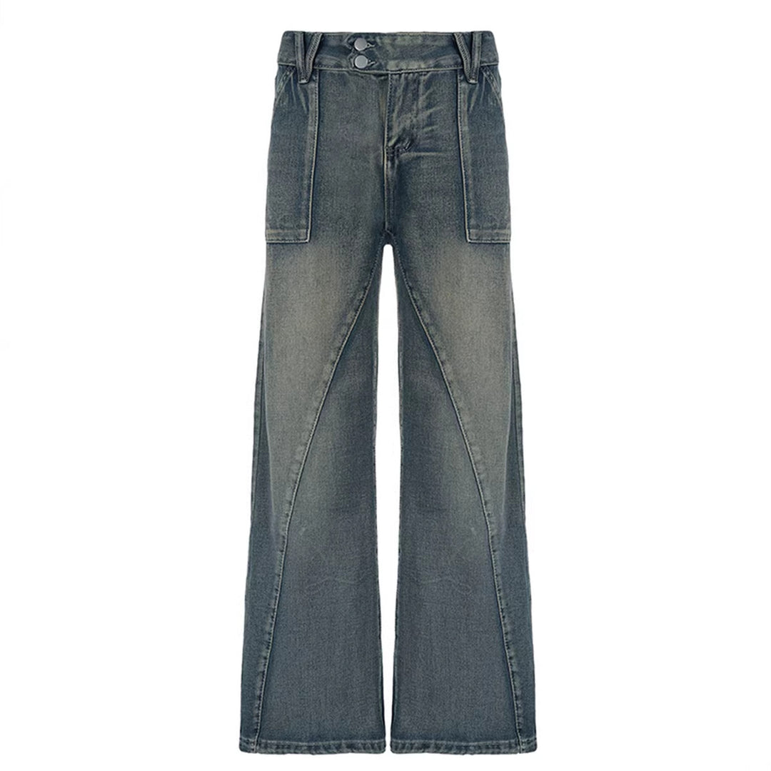 Dame brede jeans med afslappet snit og unikt design Skovae