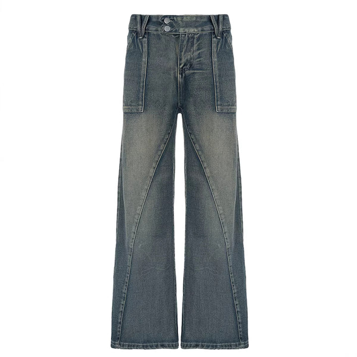 Dame brede jeans med afslappet snit og unikt design Skovae