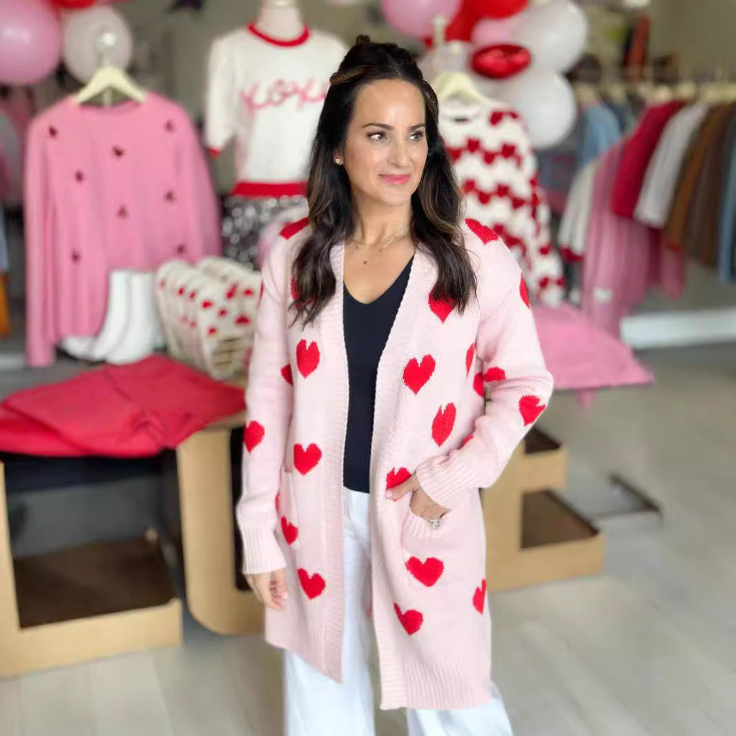 Kvinders cardigan med hjerteformet design og modstandsdygtig længde Stilla