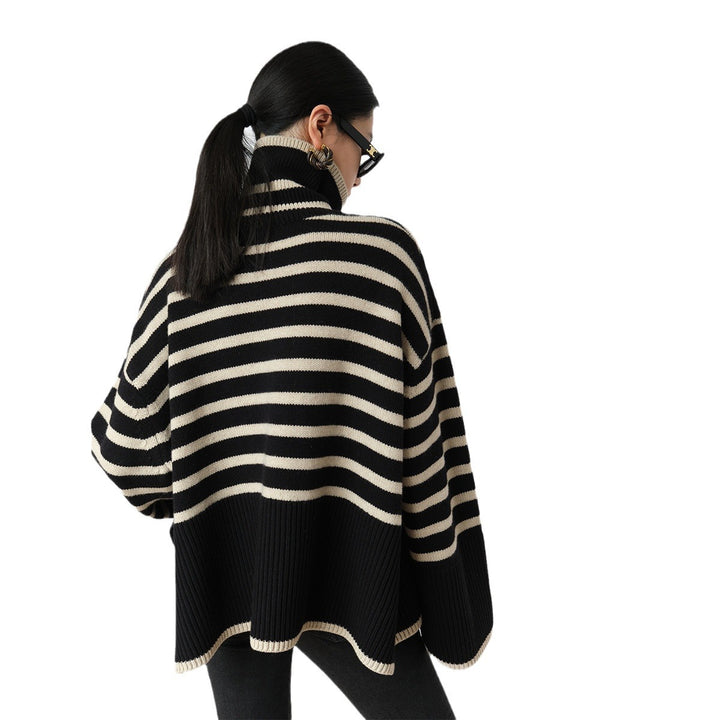 Femme Overdimensioneret Stribet Turtleneck Sweater Stilla