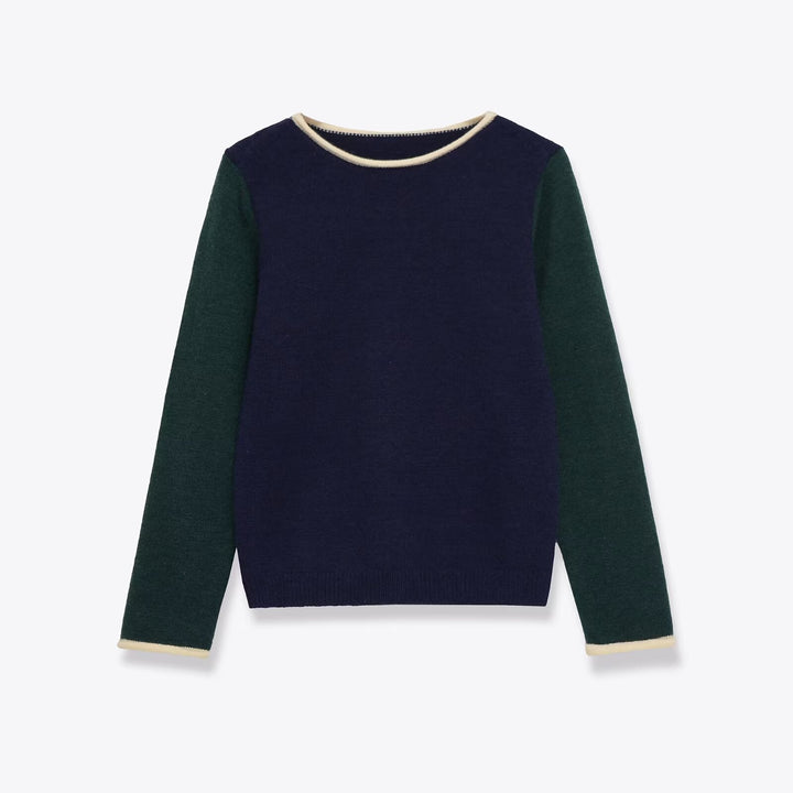 Dame varmere strikpullover med kontrasterende ærmer Stilla