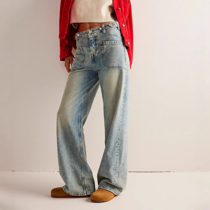 Dame brede jeans med afslappet snit og høj talje Stilla