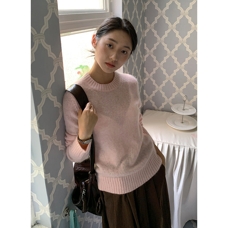 Dame elegant strikpullover med fin tekstur og tidløst rundhalsudskæring Stilla