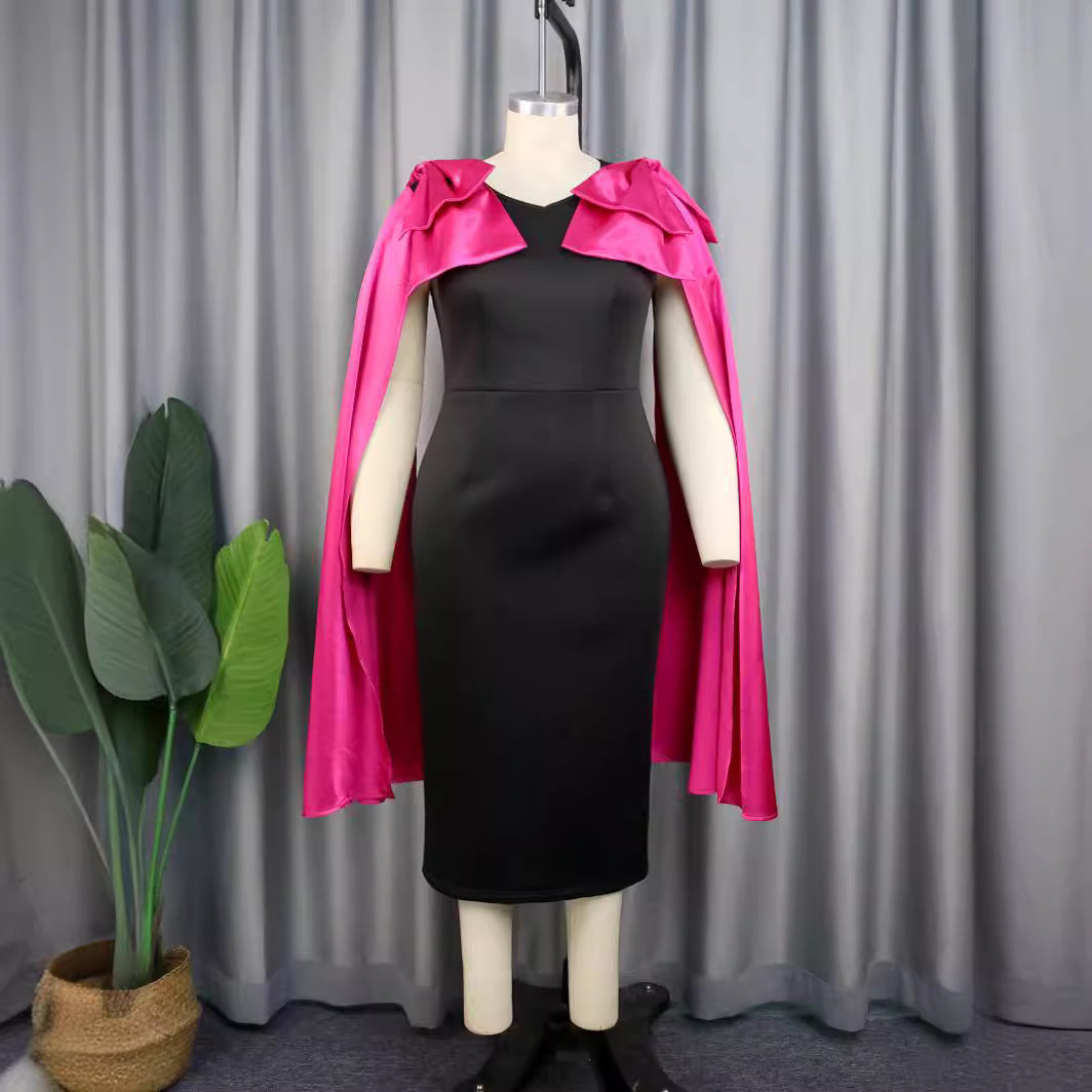 Dame Elegant Vavkjole med dramatisk Cape-udskæring Skovae