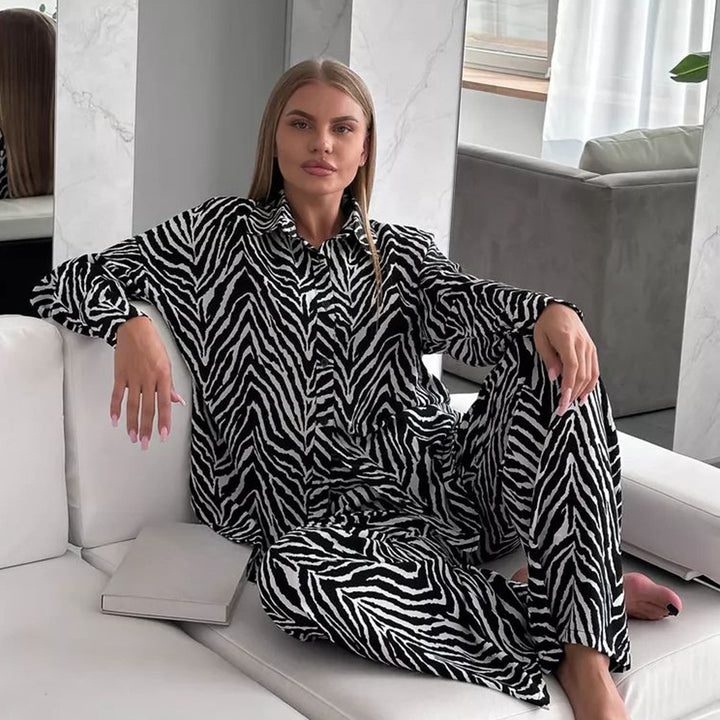 Dame elegant og behagelig sæt med zebra-design Stilla