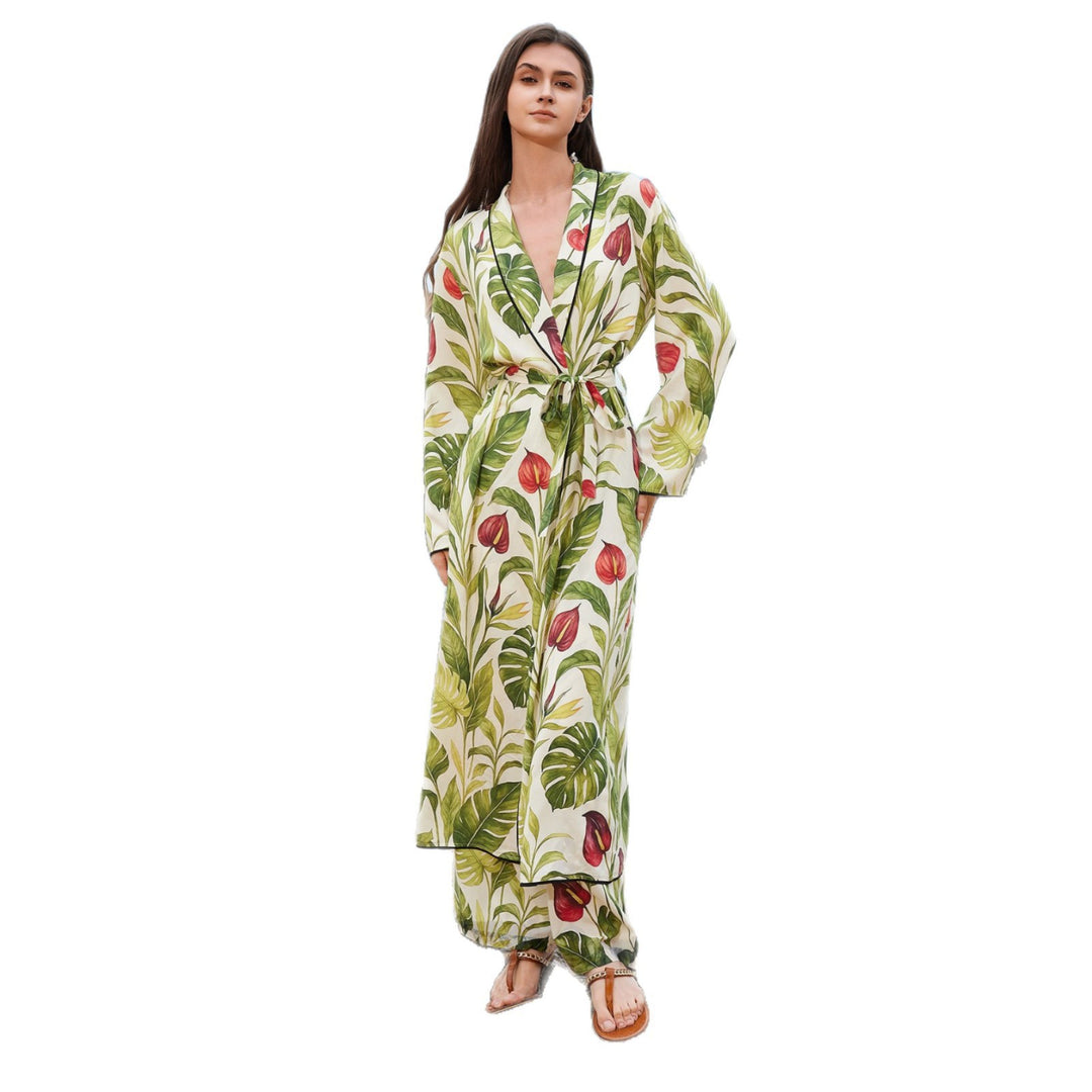 Damer luftig kimono med blomster mønstre Skovae