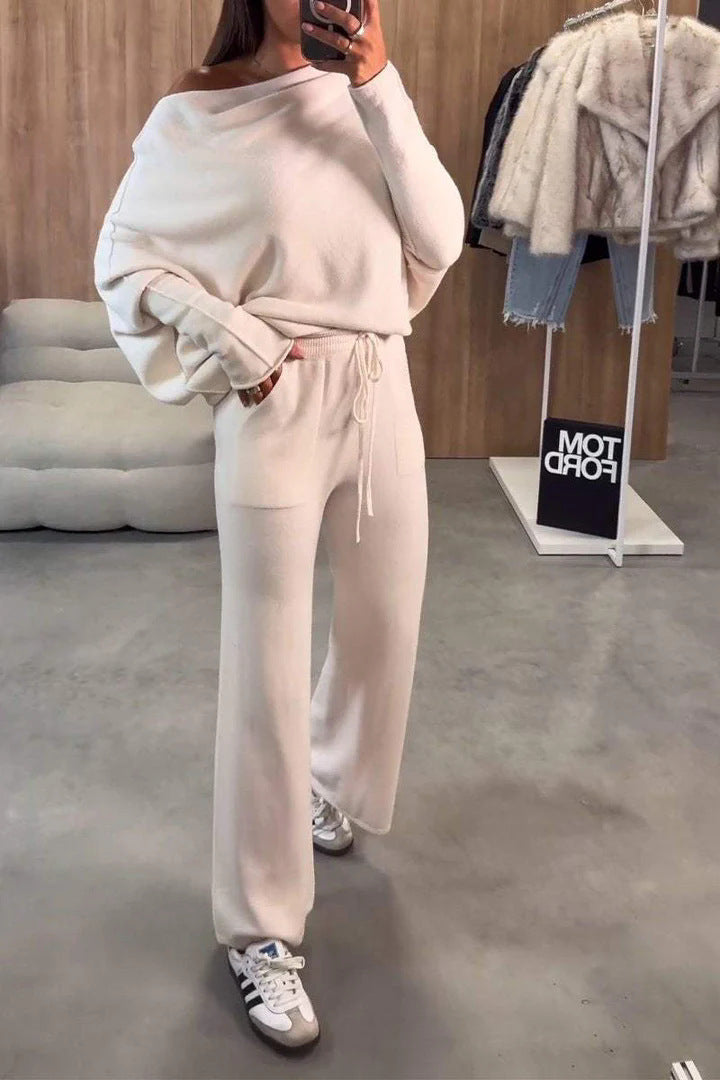 Dame Loungewear-sæt med bredtop og behagelige bukser Stilla