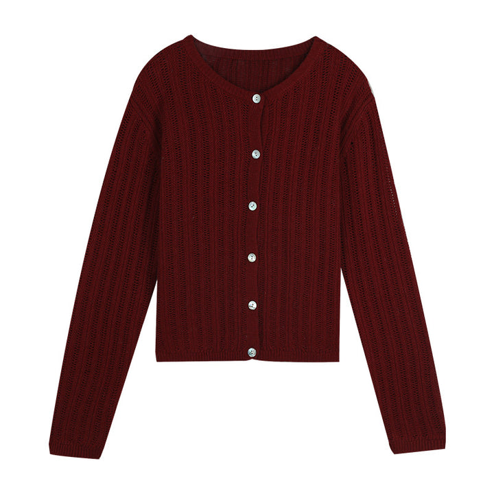 Dame fin strik cardigan med gennemgående knapliste og struktureret design Stilla