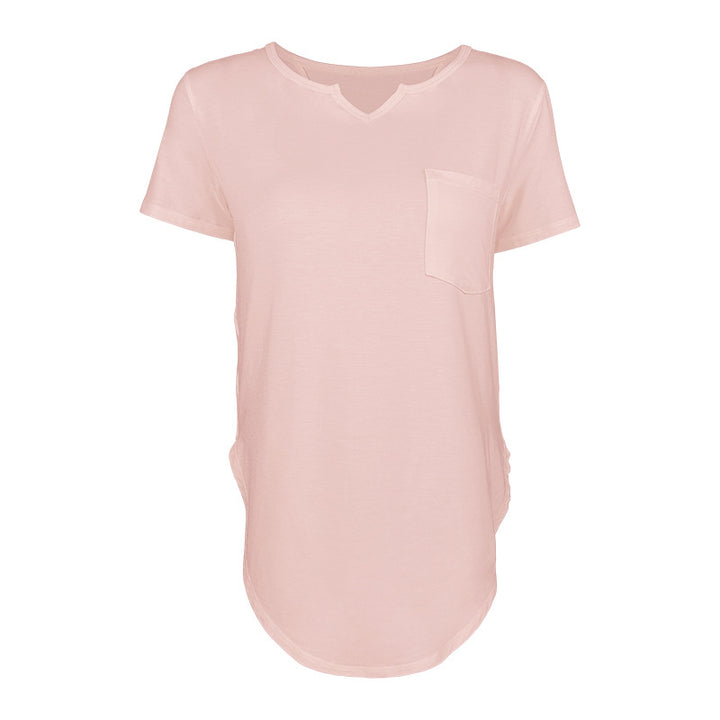 Dame afslappet T-shirt med praktisk lomme-detalje og rund halsudskæring Stilla