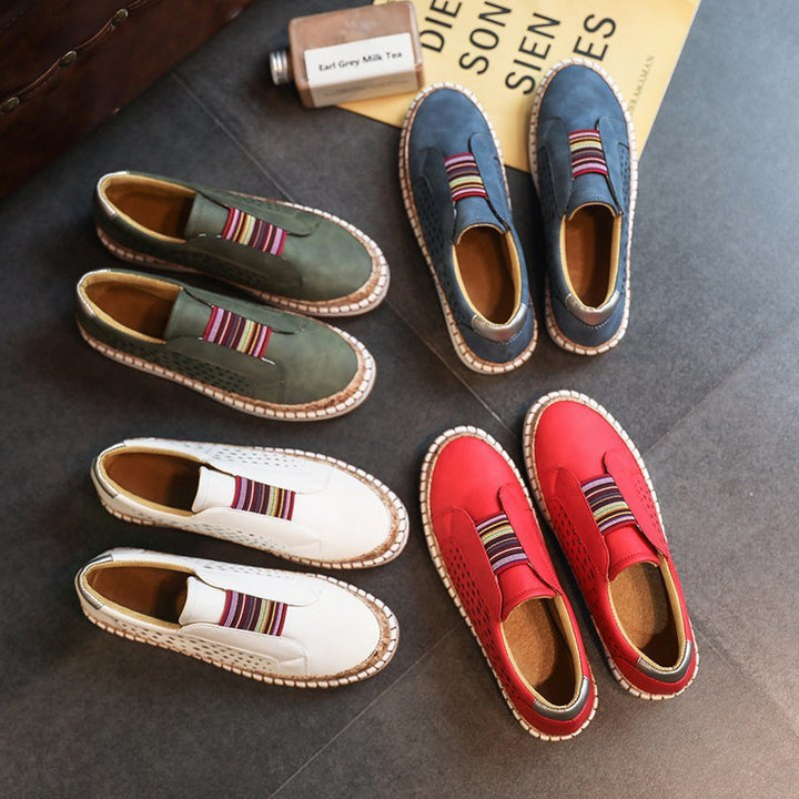 Dame Åndbare Slip-On Sneakers med elastisk rem og stilfuldt Korkdesign Stilla