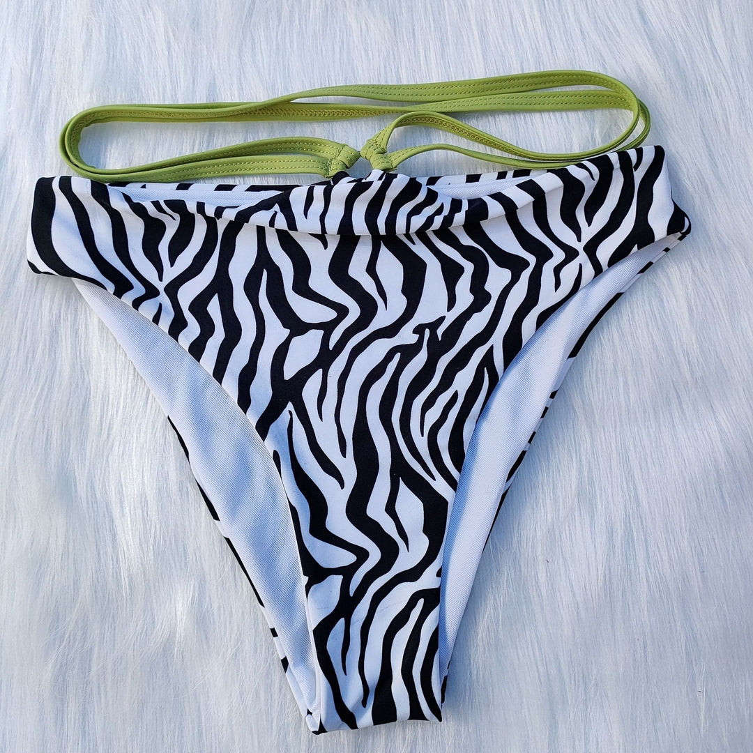 Dame Minimalistisk Triangel-Bikini-Sæt med Zebramønster Skovae