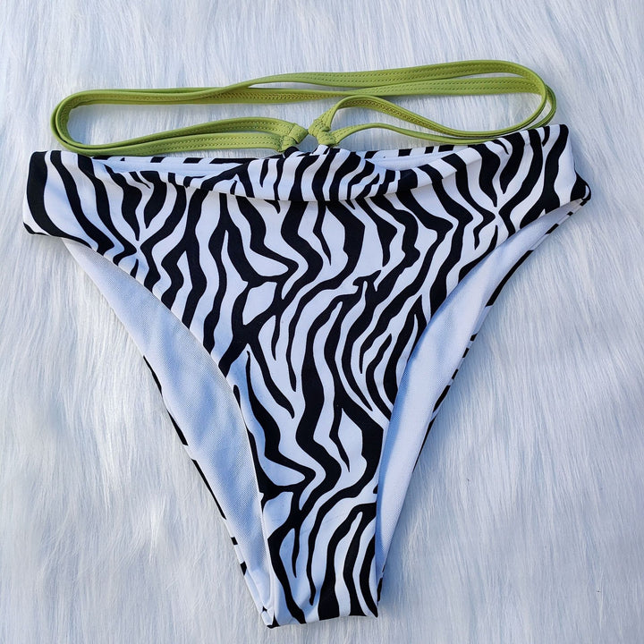 Dame Minimalistisk Triangel-Bikini-Sæt med Zebramønster Skovae