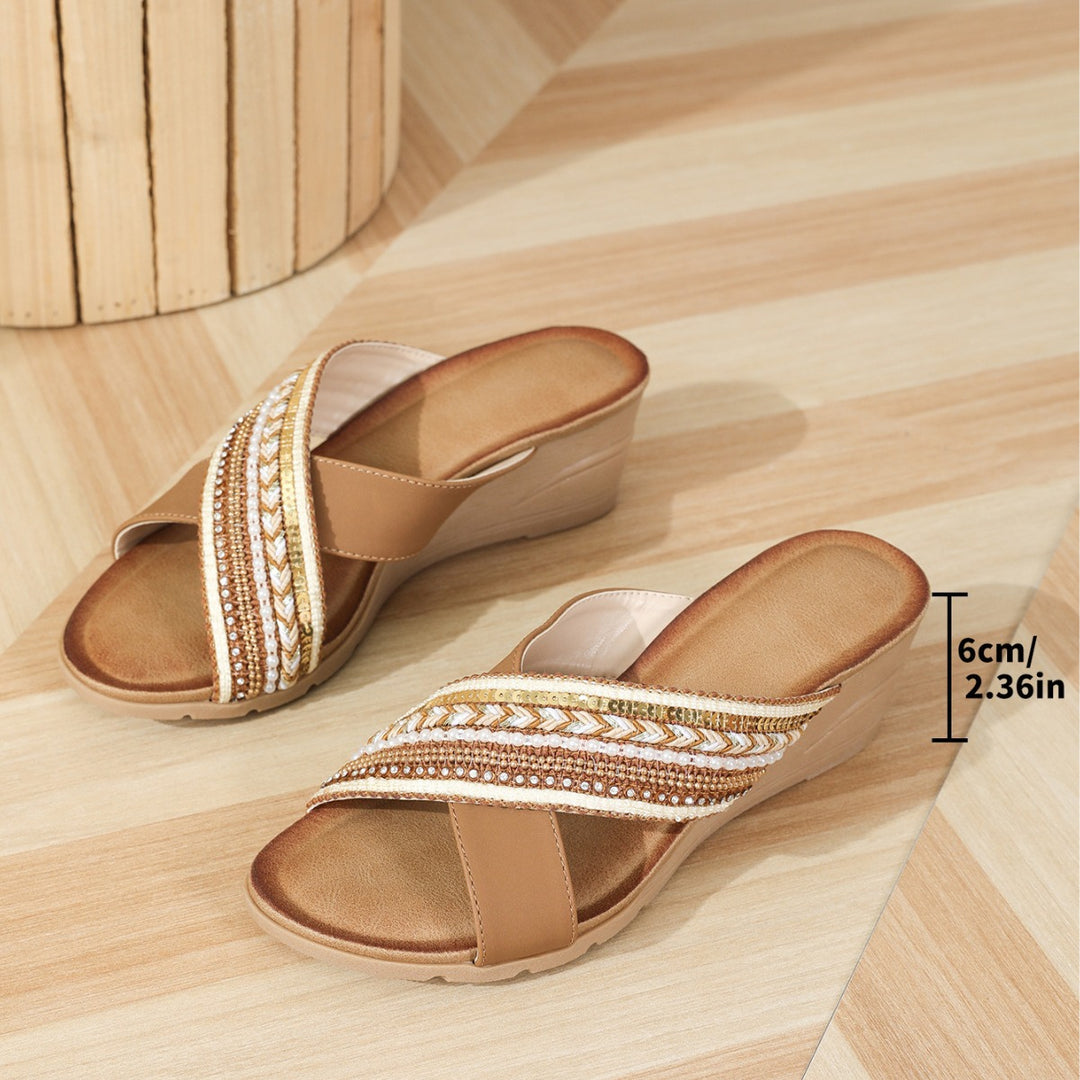 Damer Komfortable Wedge-sandaler med dekorativ remdesign Stilla