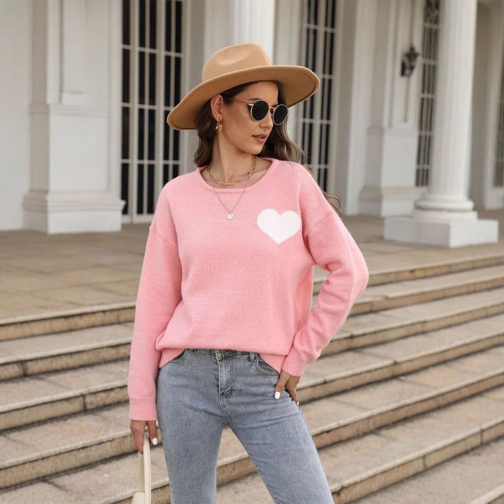 Kvindernes bløde sweater med hjerteformet applikation Stilla