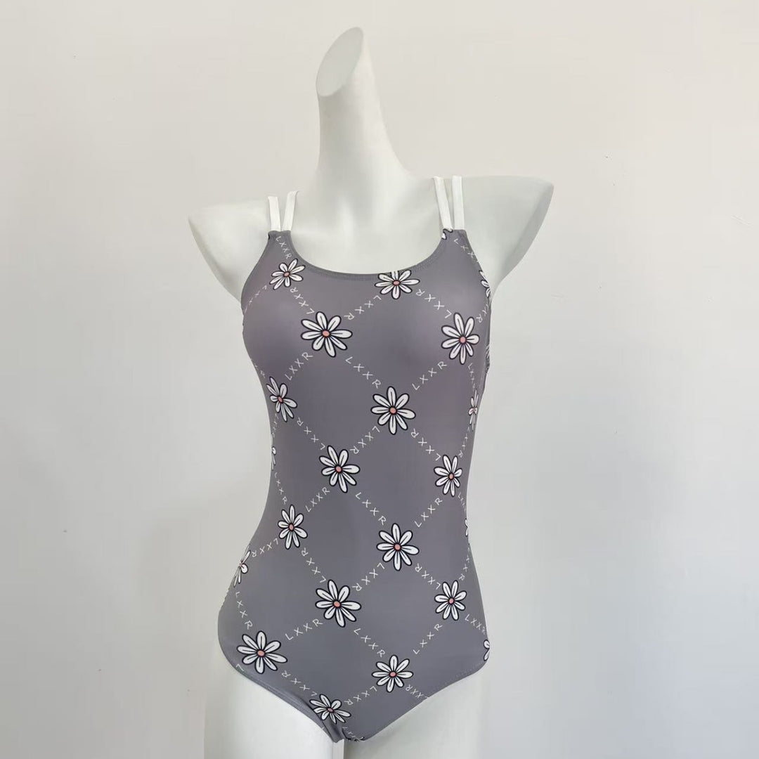 Dame one-piece badedragt med blomsterprint og justerbare stropper Skovae