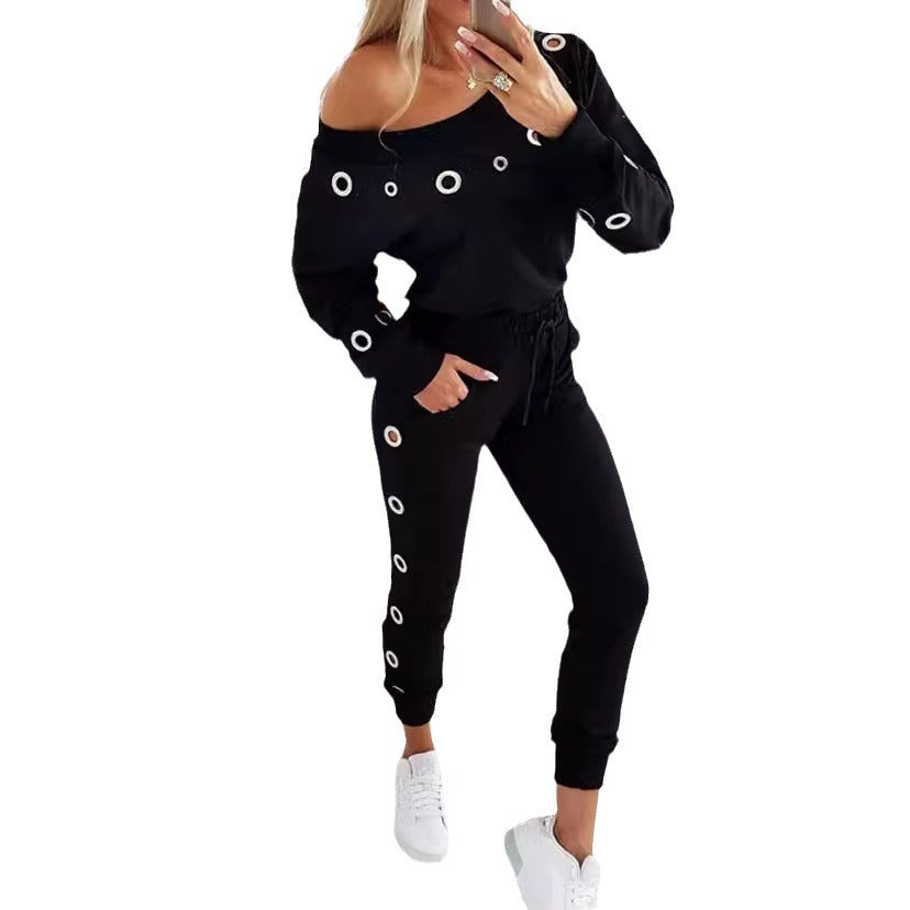 Dame sporty lounge-bukser med moderne ringdesign Stilla