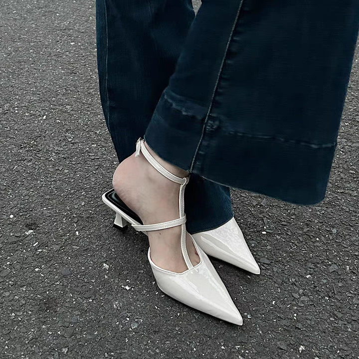 Dame spids-tå slingback hæle med klodset arkitektonisk hæl Stilla
