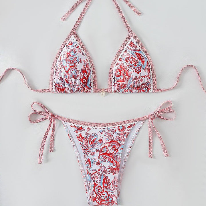 Dame triangel-bikini med detaljeret floral-design Skovae