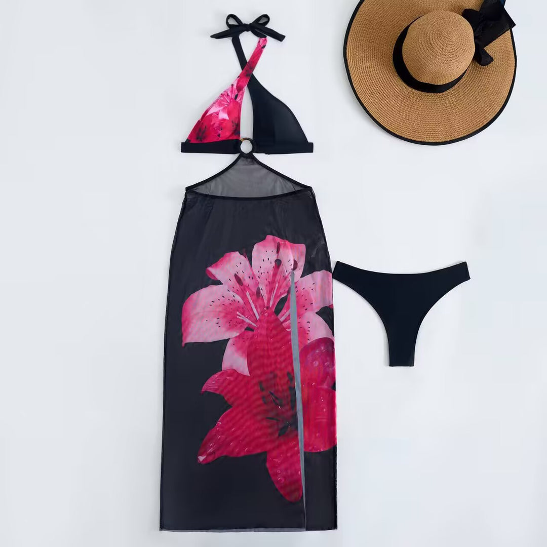 Dame bikini sæt med gennemsigtigt cover-up Skovae