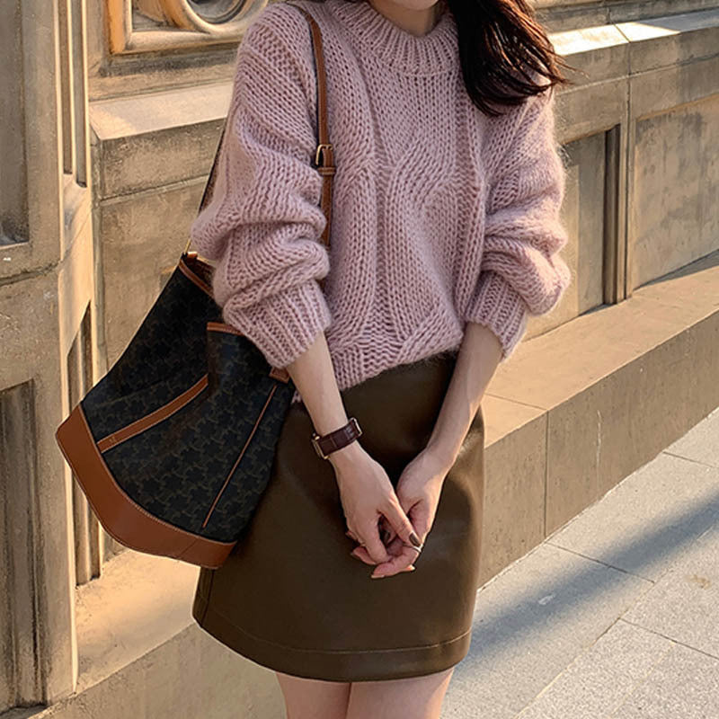 Kvinders chunky strikket sweater med kabeldesign og blød pasform Stilla