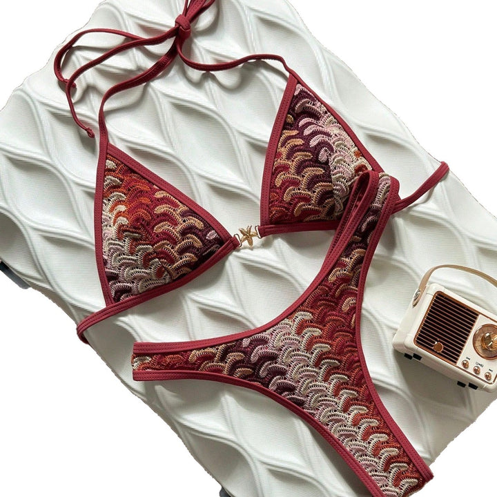 Dame triangel-bikini med elegant ribbestruktur Skovae