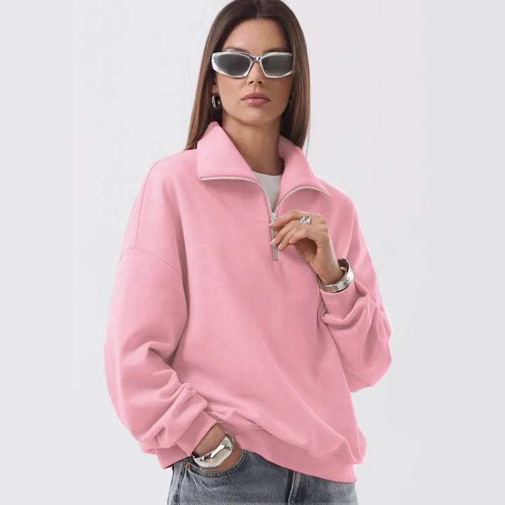 Kvinders komfortable sweater med opretstående krave Skovae