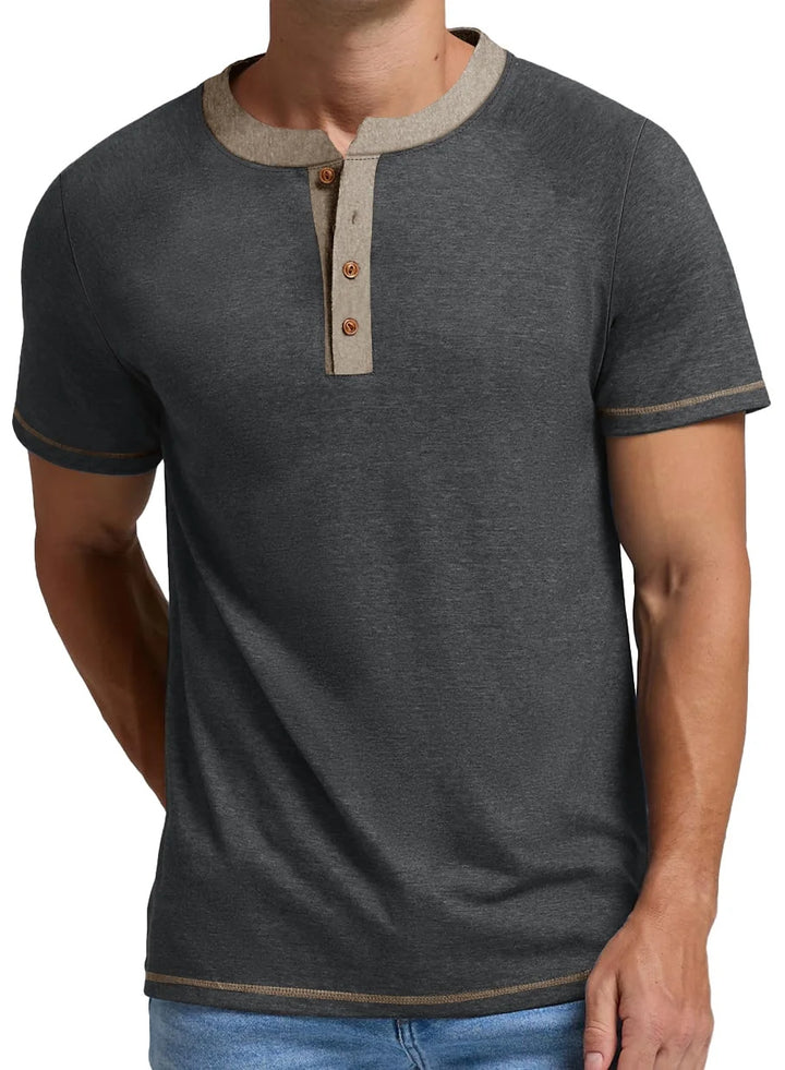 Herre Casual Kortærmet Henley T-Shirt Stilla