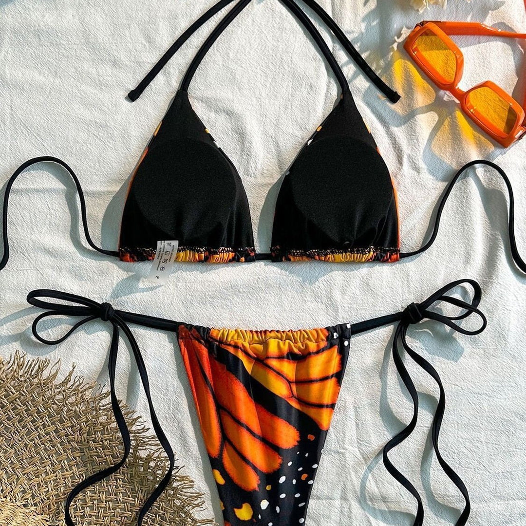 Dame Triangel-Bikini med livligt sommerfugledesign Skovae