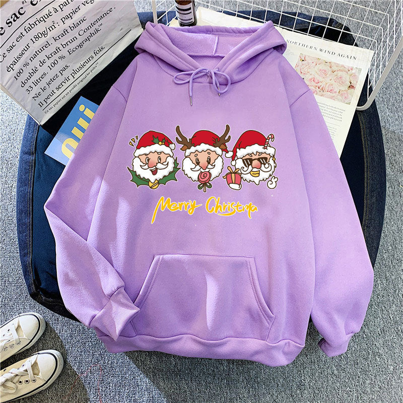 Kvindernes hætte sweatshirt med festligt juletmotiv Skovae