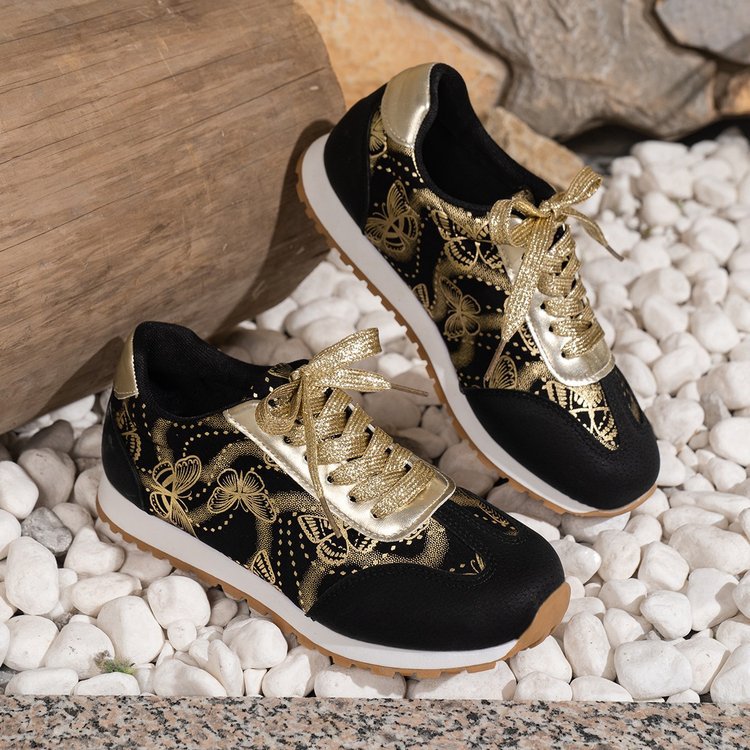 Damemode Sneakers med blomsterdesign og skinnende accenter Stilla