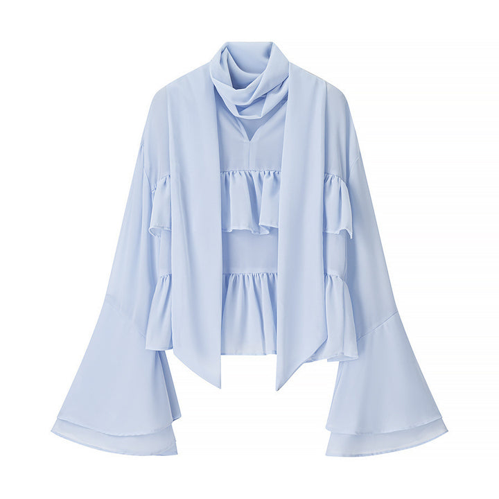 Damer Elegant Chiffon Jakke med Rynkedetaljer Stilla