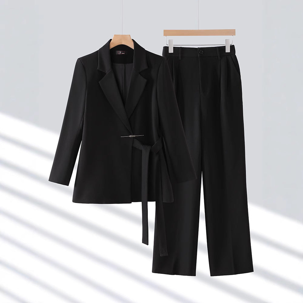 Stilla | Jumpsuit Skræddersyet Blazer Taljeret Bælte Bredde Ben Luksuriøst Stof