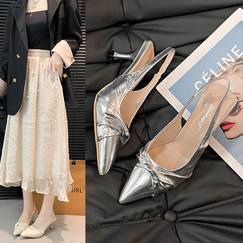 Dame Elegant Spids-TOE Slingback Hæle med dekorativ knude Stilla