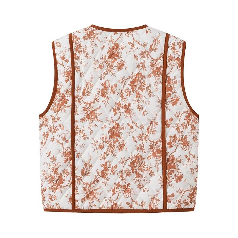 Dame Frynset Vest med blomsterdesign og praktiske lommer Stilla
