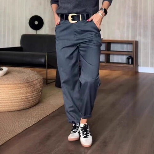 Dame klassisk chinos med bred ben og elegant pressefold Stilla