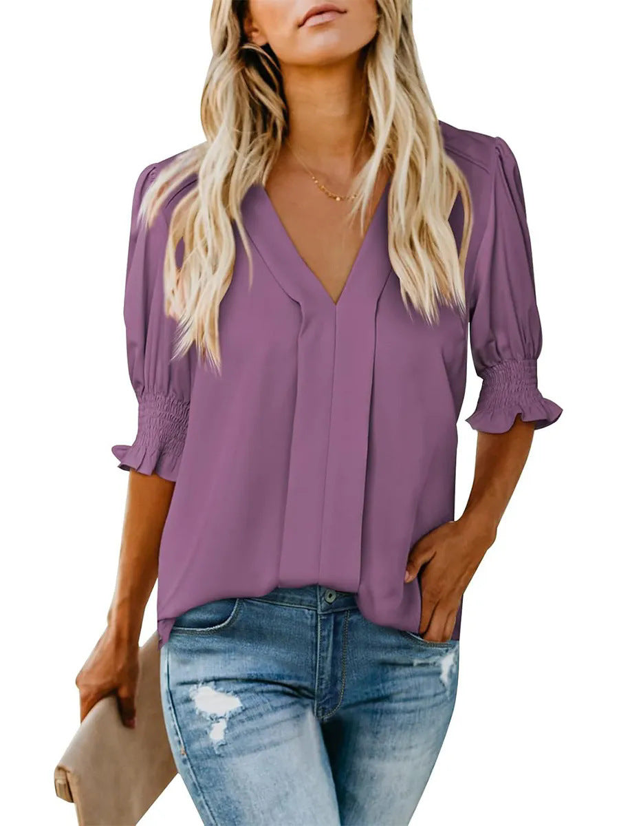 Dame elegant plisseret bluse Stilla