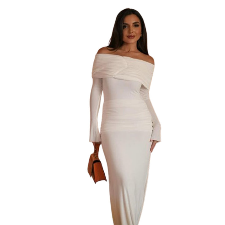Dame Off-Shoulder Maxikjole med draperede detaljer Stilla