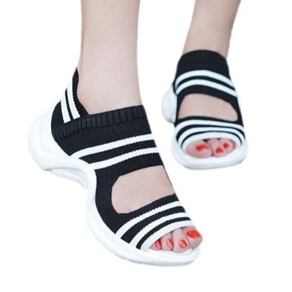 Dame nan ultralet strik-slup-sandal med elastisk skaft, udsparinger og dæmpet profil sål Skovae
