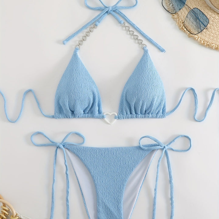 Dame triangel-bikini med raffinerede kædeaccentuer Skovae