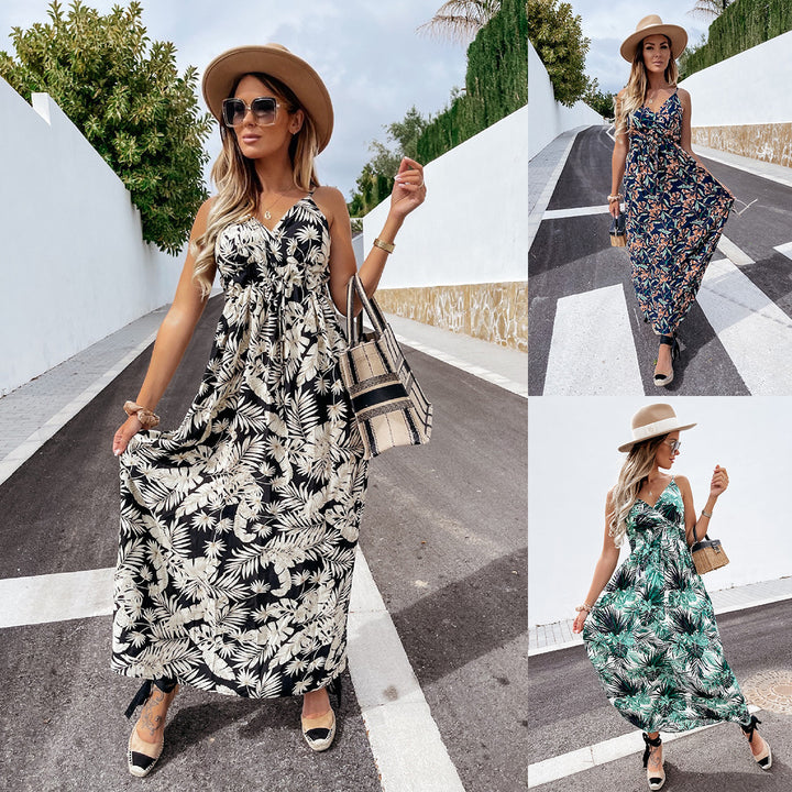 Kvinder Floral Print Wrap Maxi Kjole Stilla