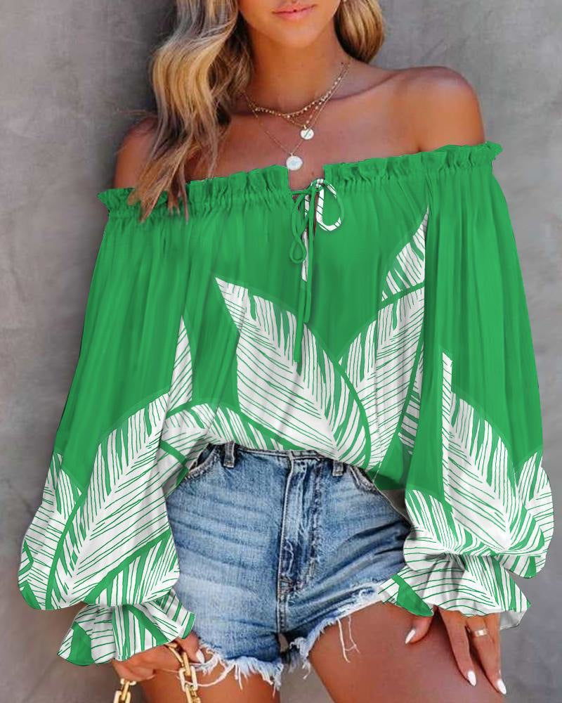 Dame Off-Shoulder Bohemian Tryk Bluse Stilla
