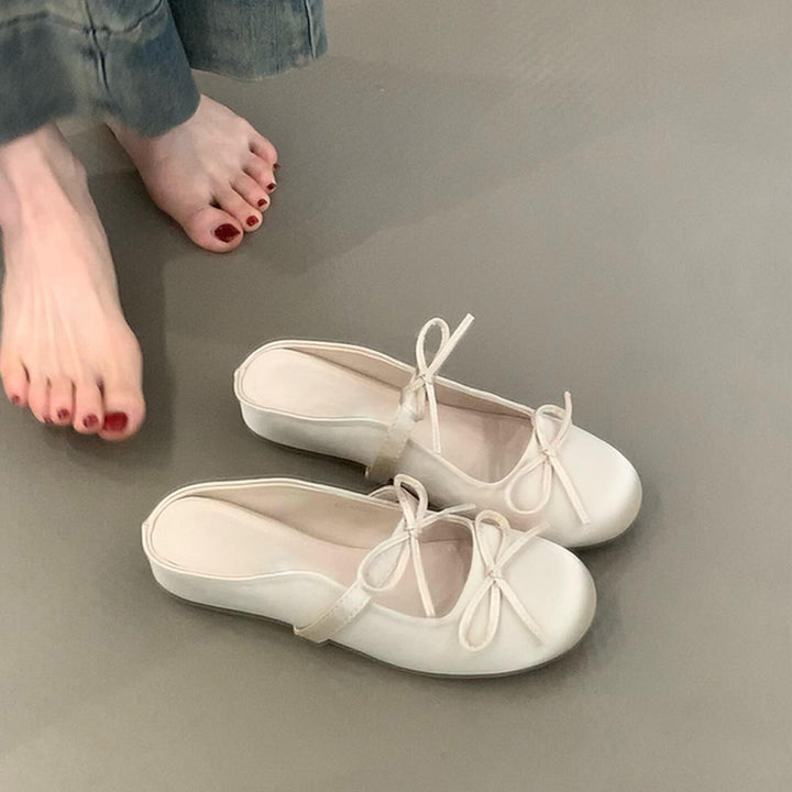 Dame ballet-inspirerede slip-on ballerinaer med sløjfedetalje og polstret sål Stilla