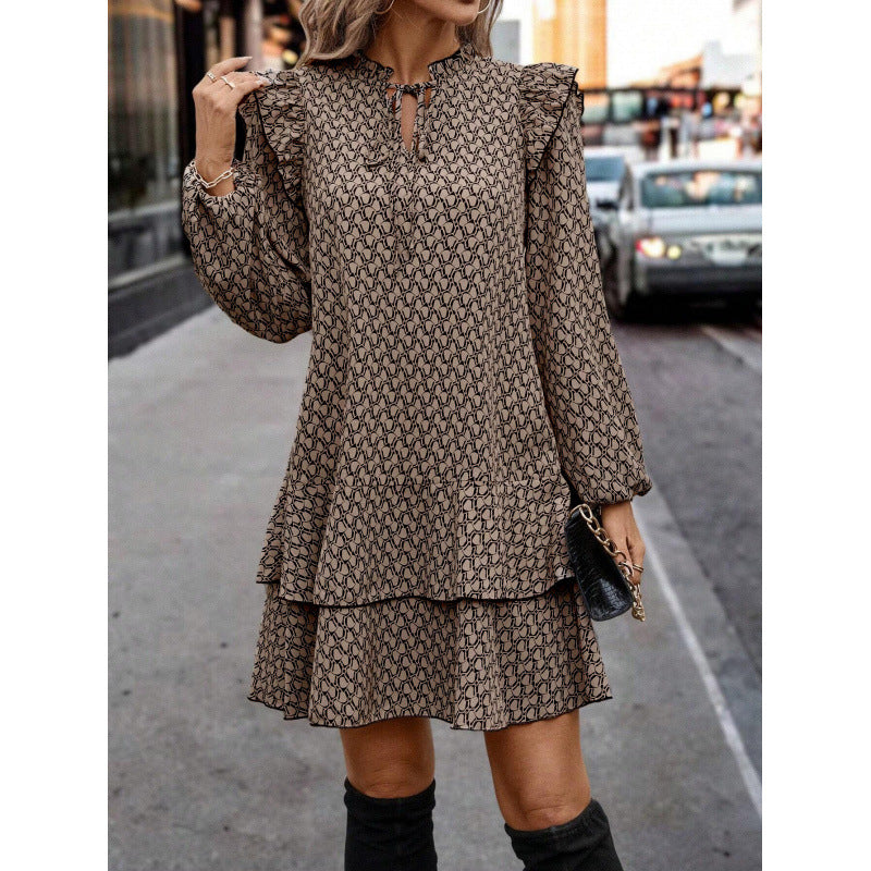 Dame Trendy Wrap Kjole i Boho Stil Stilla