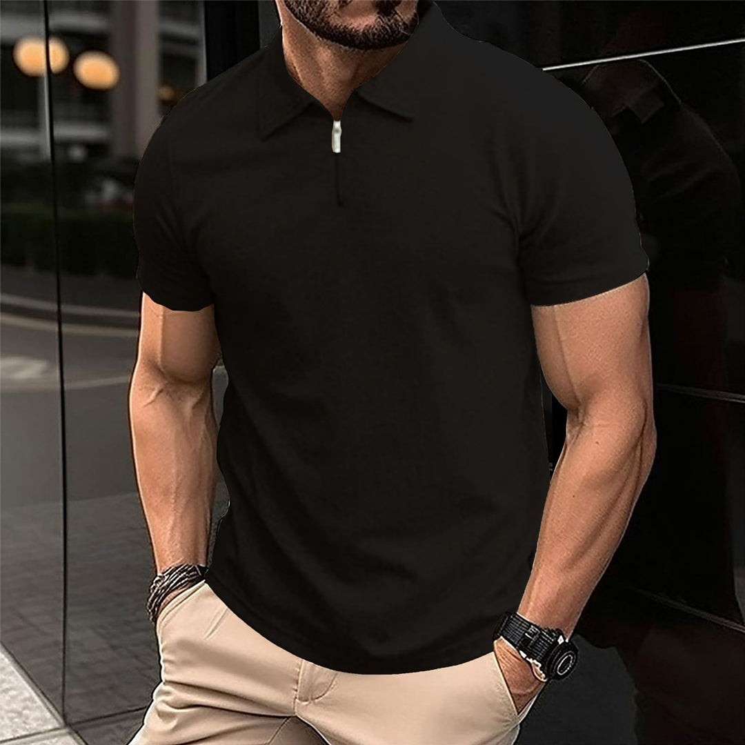 Herrer Poloshirt med moderne lynlås og struktureret stof Stilla