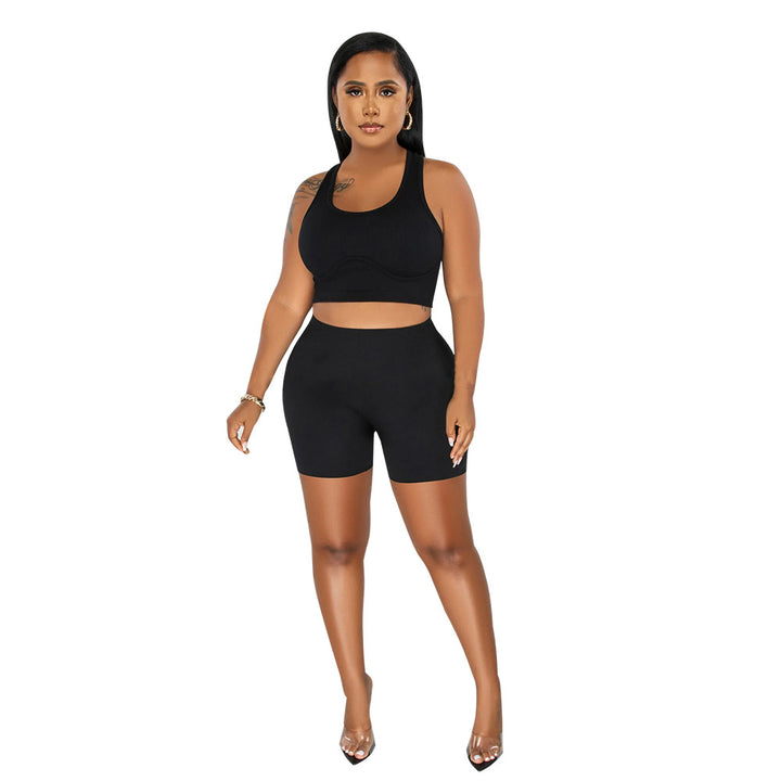 Damer Sporty Crop-Top og Shorts Sæt Stilla
